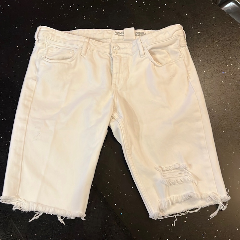 H & M White Distressed Denim - Low Waist